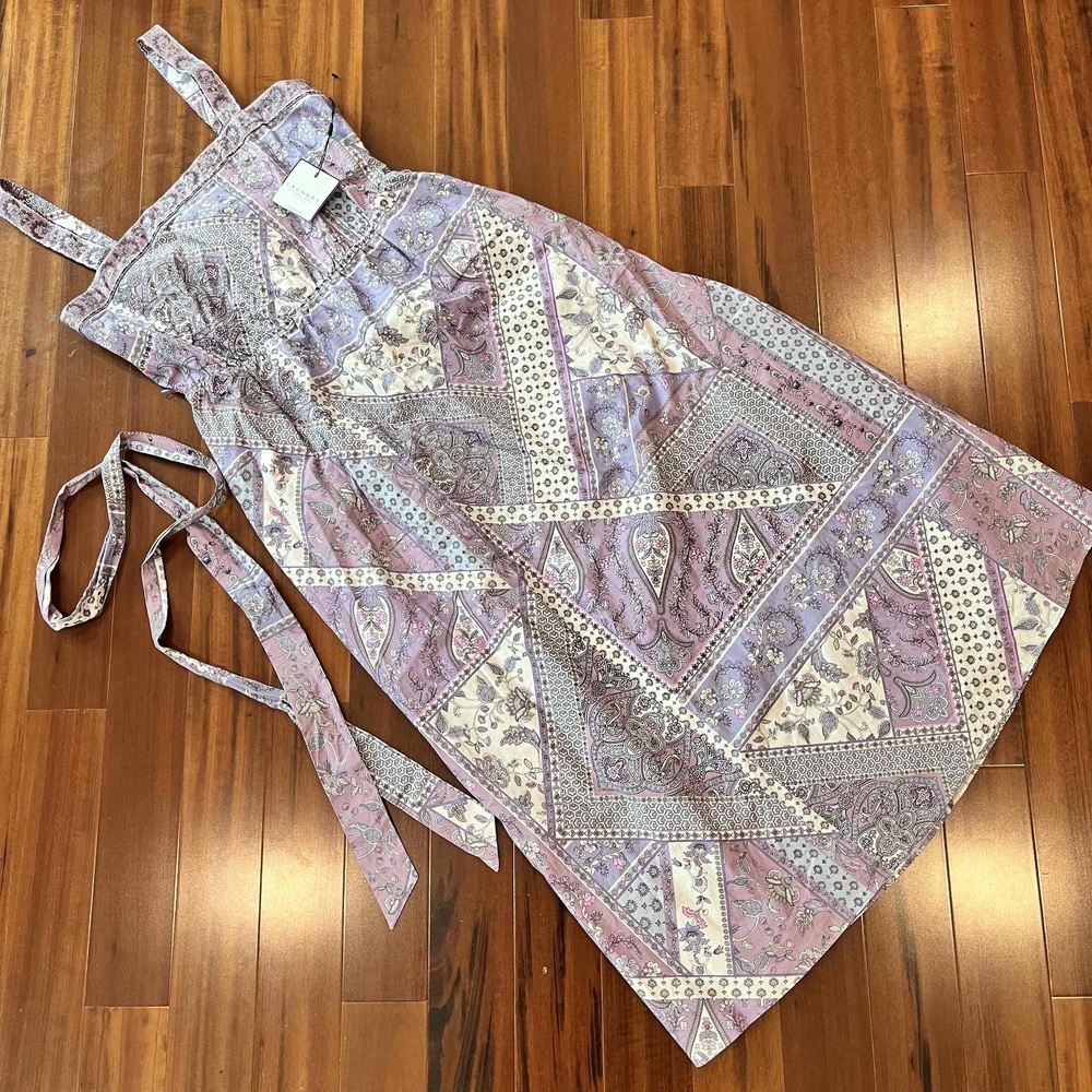 New NWT Laundry Shelli Segal Purple Dress Maxi Paisley Patchwork Print Nap Sz 10